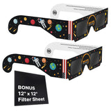 12"x12" Solar Filter Sheet + Glasses for DIY Telescopes, Binoculars and Camera Photography + 2 Eclipse Glasses (BUNDLE)