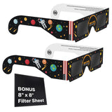 8"x8" Solar Filter Sheet + Glasses for DIY Telescopes, Binoculars and Camera Photography + 2 Eclipse Glasses (BUNDLE)