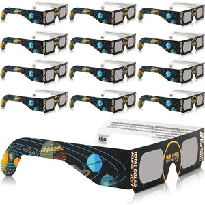 Solar Eclipse Glasses - CE and ISO Certified Safe Shades for Direct Sun Viewing - Viewer & Filter - Made in USA (12 Pack) - Jupiter